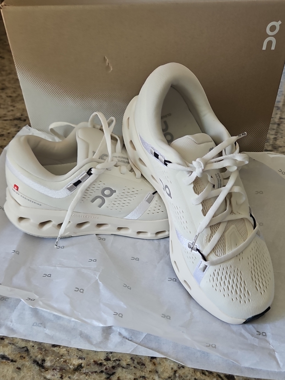 Womens On Cloudsurfer 2 running shoes in the Ivory/Ivory colorway NEW